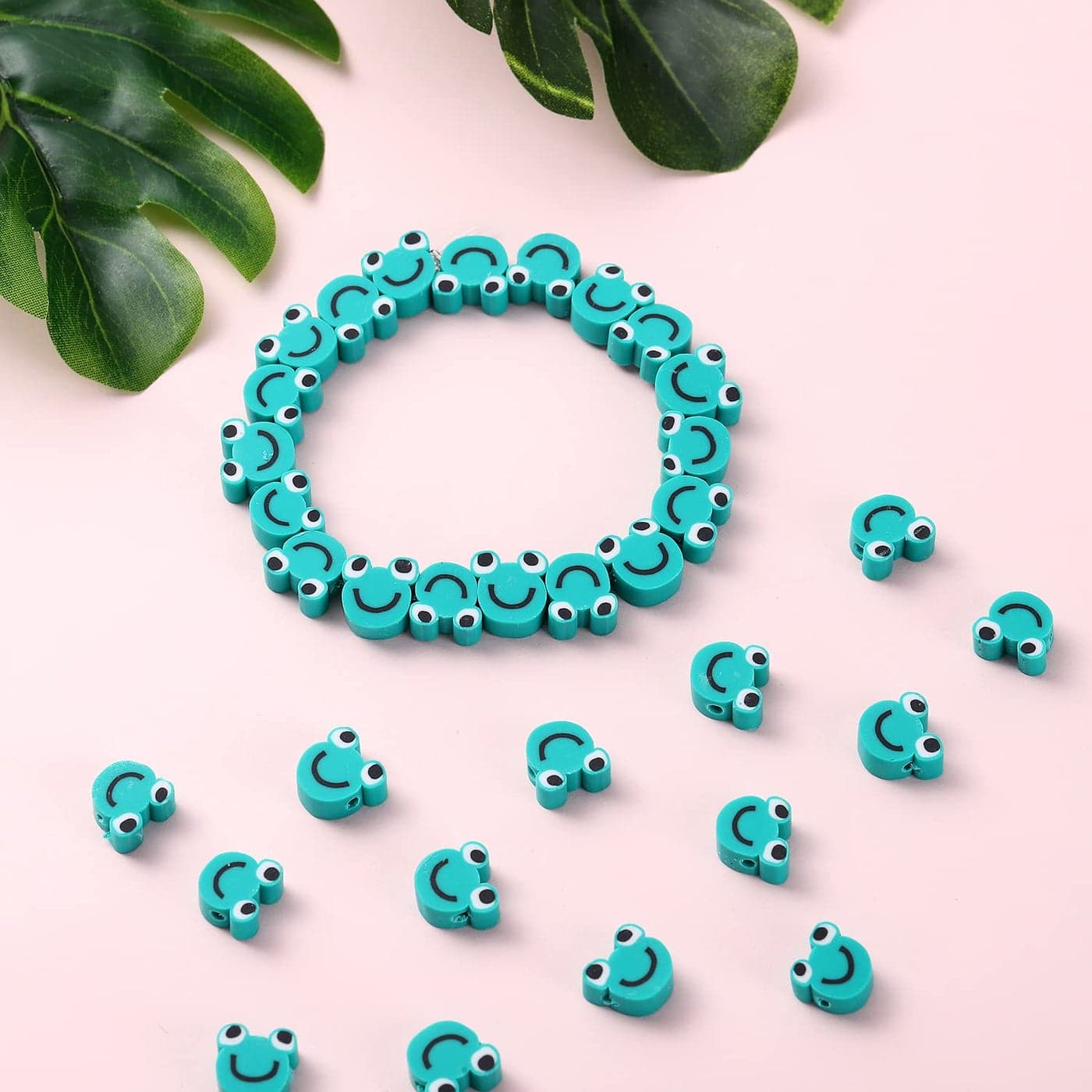 100pcs Frog Polymer Clay Spacer Beads for Women Jewelry Making DIY Bracelet Necklace Hair Clip Accessories Frog