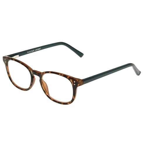 Foster Grant Women's Elodie Round Reading Glasses, Brown Tortoise/Transparent, 59 mm + 2.75