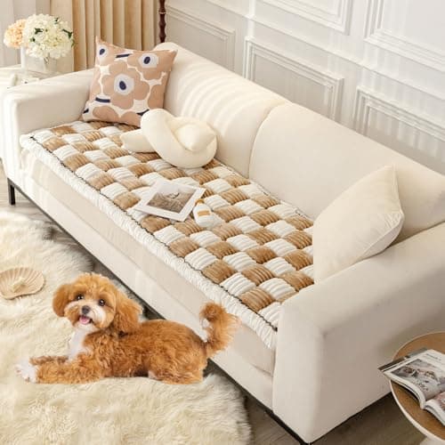 VClife Pet Couch Cover Non Slip Sofa Cover for 2 Cushion Couch Sofa Pet Friendly Furniture Protector for Dogs, Washable Fluffy Sofa Cushion Covers for Living Room Bedroom, Gray, 23.6" x 51"