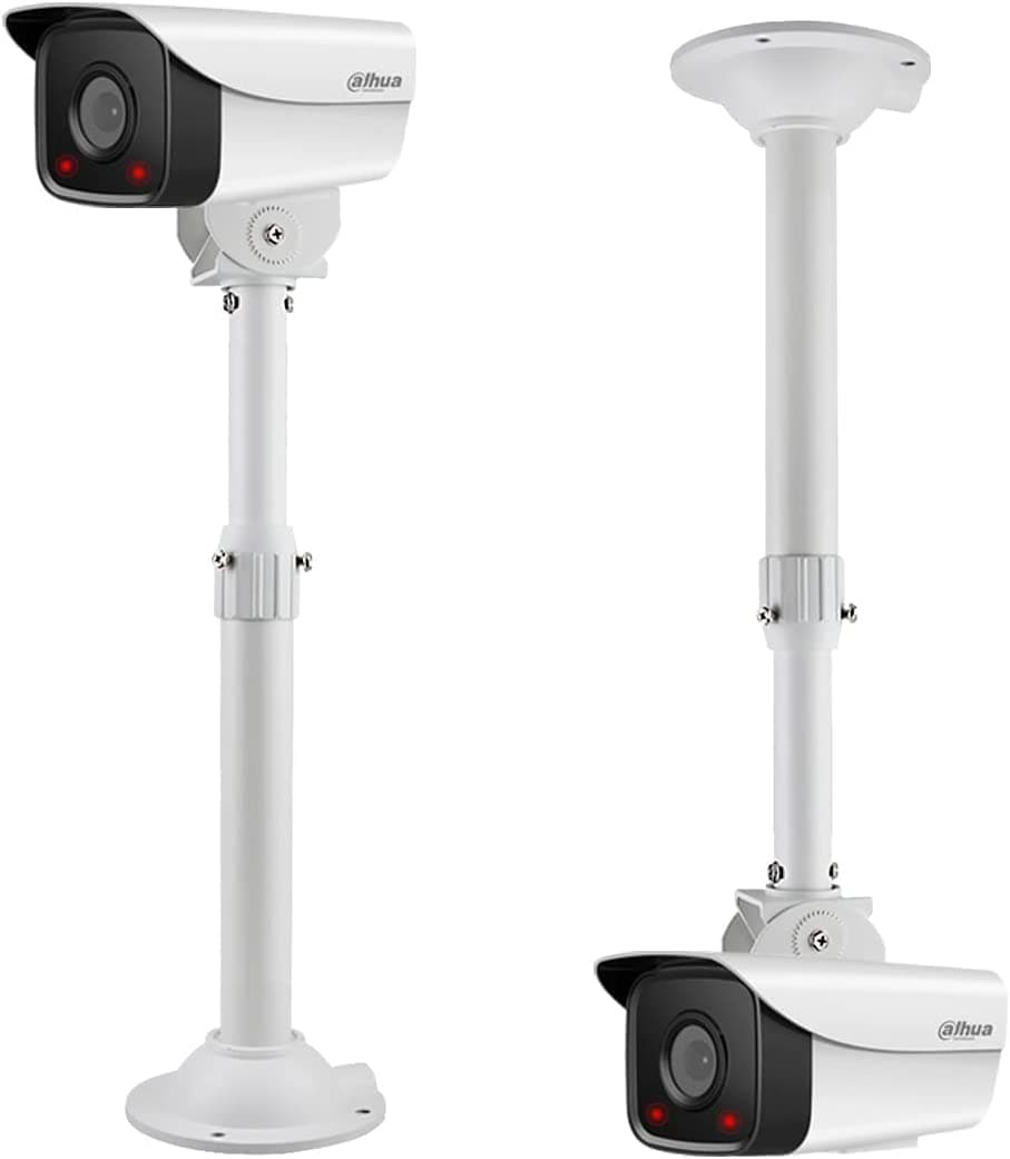 Bectro 360° Adjustable Metal Mount Bracket for CCTV, Dome & Bullet Cameras | Extendable 12–24” Tilt Arm for Projector, DSLR – Wall, Ceiling, Tabletop Use (White)