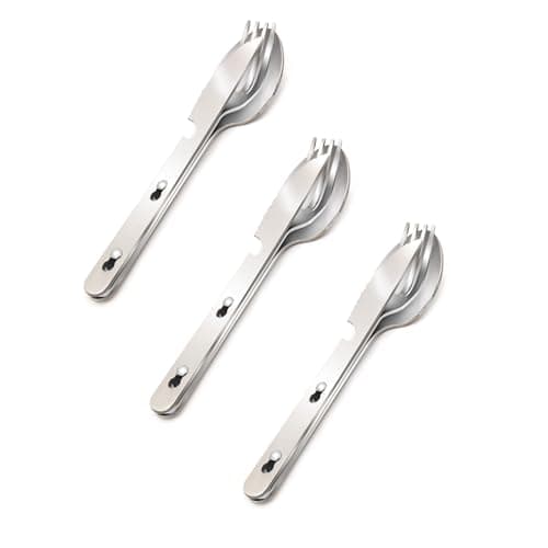 KINLINK 4in1 Camping Utensils 3Pack Portable Stainless Steel Spoon Fork Knife Bottle Opener Combo Set TravelCampingHikingPicnicBarbecueOutdoor Backpacking Utensils with Carrying Bag
