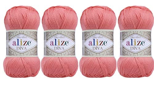 4 Balls Hand Knitting Yarn 100 Microfiber Acrylic Yarn Alize Diva Silk Effect Thread Crochet Art Lace Craft Lot of 4 skeins 400gr 1532yds 619