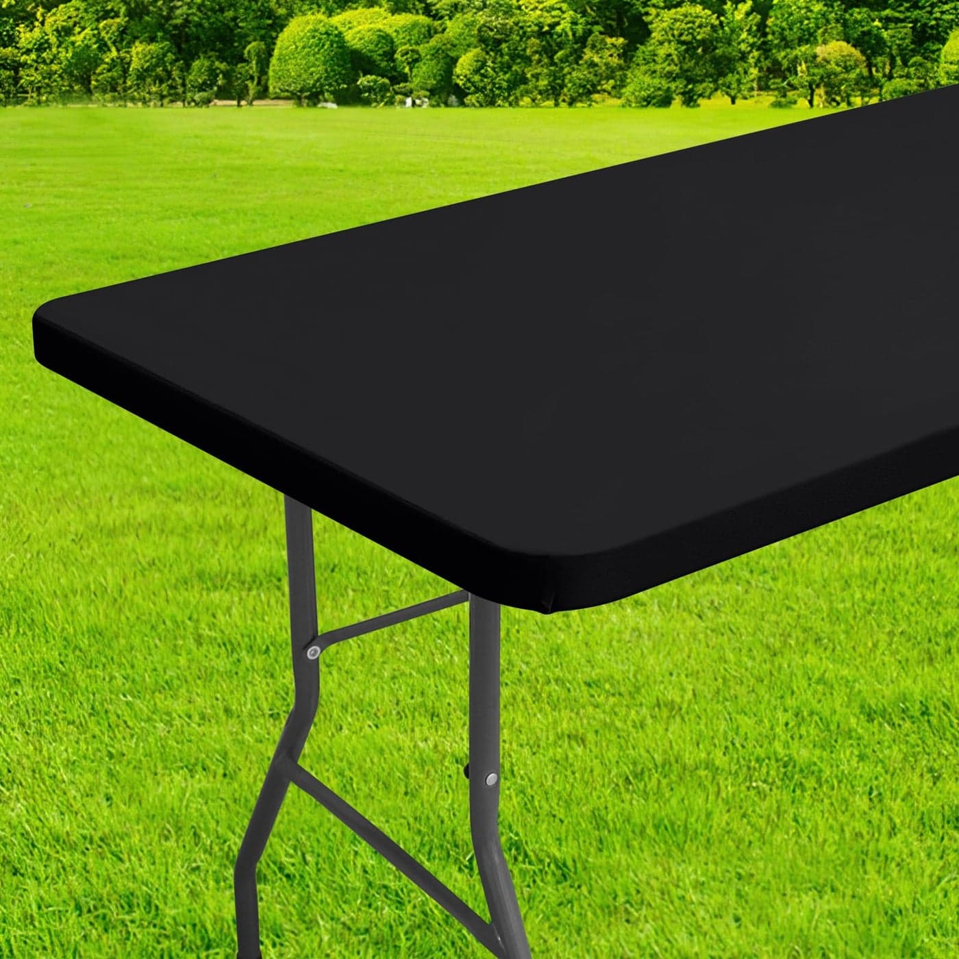 homing Rectangle Table Cloth Cover Waterproof Polyester Elastic Fitted Tablecloth Fits for 6 Foot Folding Tables Washable Table Protector for Picnic Camping Outdoor Black 30 x 72