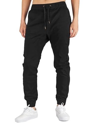 ITALYMORN Black Joggers Men with Pockets (Black, Small)