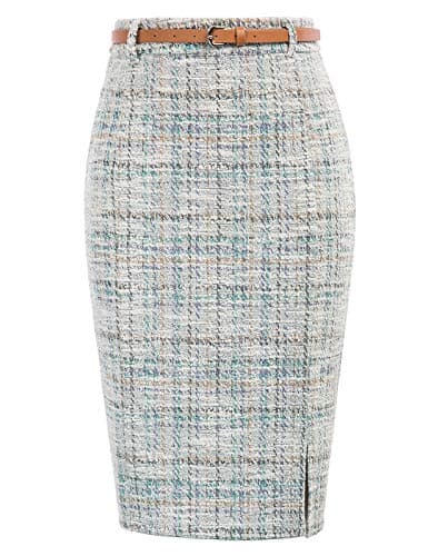 Kate Kasin Women's High Waist Stretchy Bodycon Office Midi Pencil Skirt