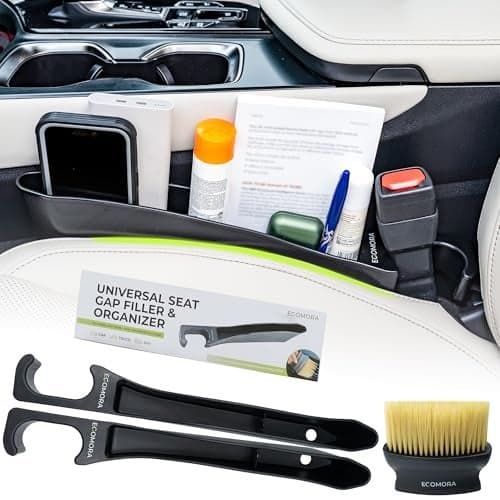 Car Seat Gap Filler organizer with Bonus interior Cleaning Brush Universal in Between Seat Catcher for CarsTrucksSUV Car Seat Gap Plug storage slot Custom Seat Gapster Car Seat Gap Filler Strip