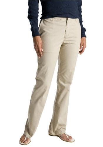 Dickies Women's Slim Fit Boot Cut Stretch Twill Pant, Desert Sand, 16 Long