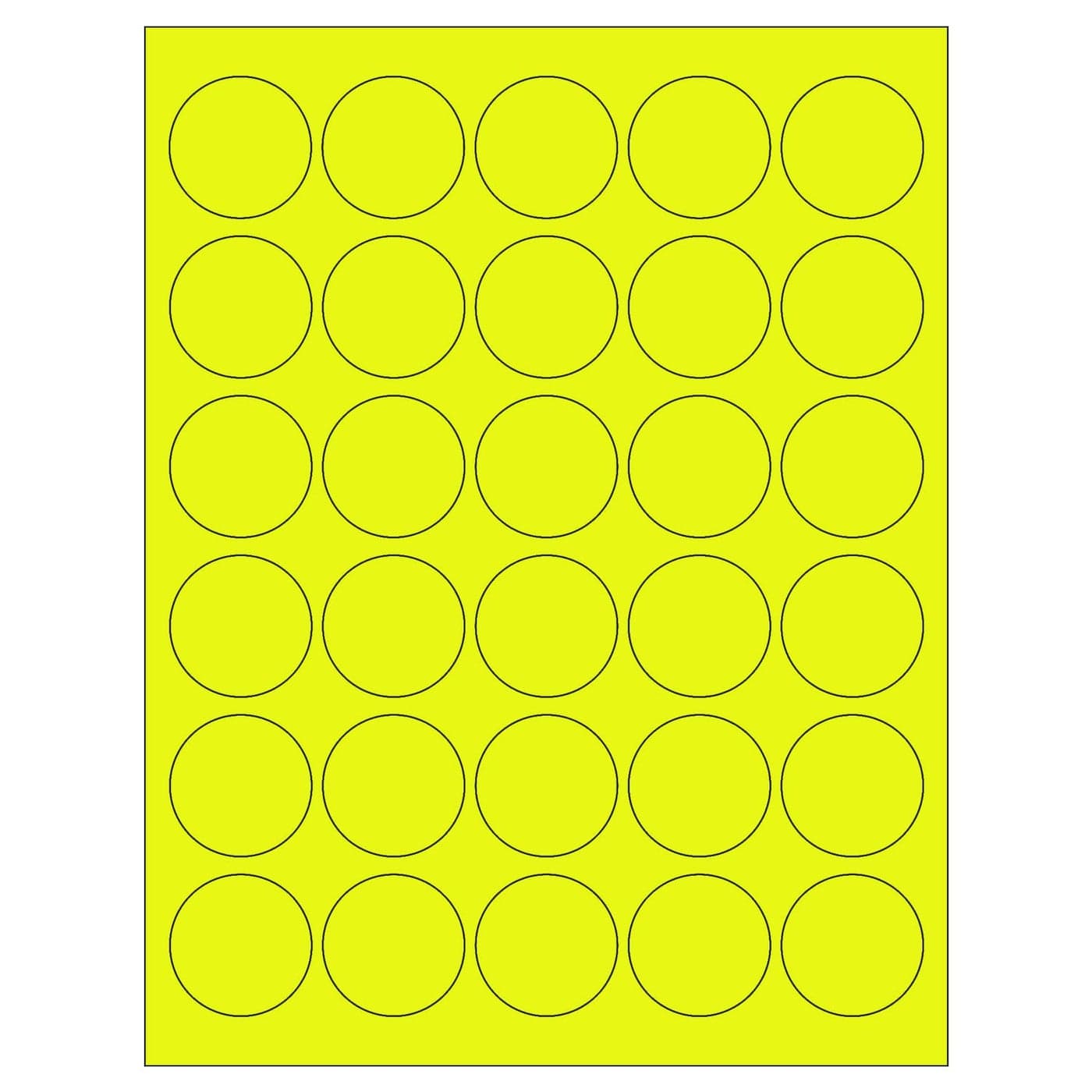 NextDayLabels 812 x 11 Neon Color High Light Fluorescent Labels for Laser Inkjet Printer Yellow Fluorescent 15 Round 30 Per Page 3000 Labels