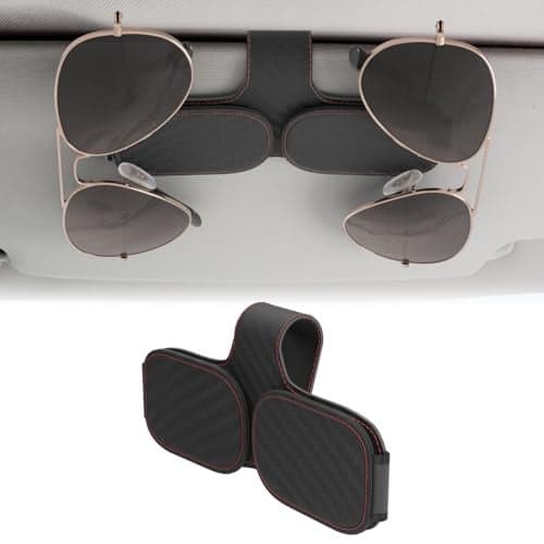 BFXM Sunglass Holder for Car Double Clip Car Accessories Sunglasses Clip for Car Visor Magnetic Leather for Car Visor Cars Sun Visor Ticket Card Clip