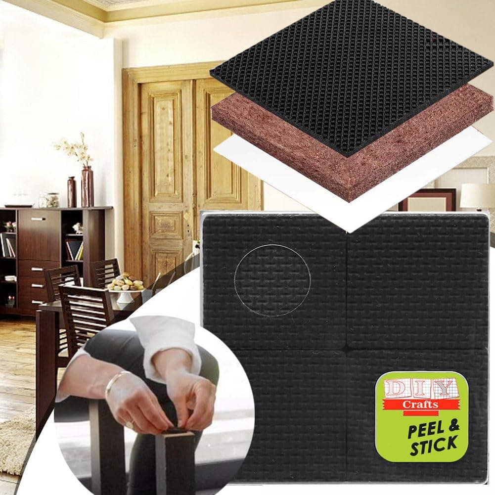 DIY Crafts 6 Pcs, 4 inch Square, Black Slip Stick Non DIY Slip Furniture Pads/Rubber Grips Self Adhesive Feet Floor Protectors Silent Feet Shock Pads Table Furniture Floor (6, 4 inch Square, Black)