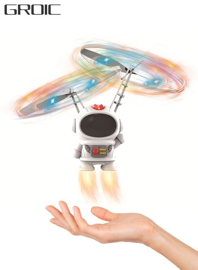 Flying Toys Spacemen Flying Ball Toys Rechargeable Light Up Ball Drone Infrared Induction Helicopter with Double Ring Bladed Propellers for Indoor and Outdoor Games Flying Fairy Toys