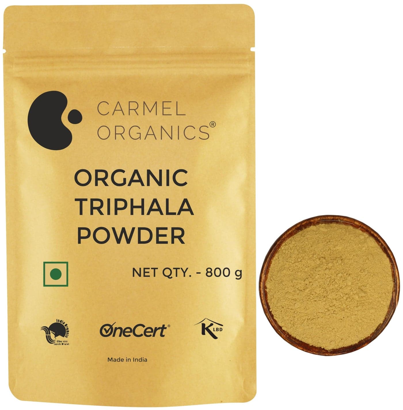 CARMEL ORGANICS Triphala Fruits Powder 800 Grams | Jaivik Bharat Certified | Triphala Churn | Helps Relieve Constipation | Non-GMO | No Added Preservative