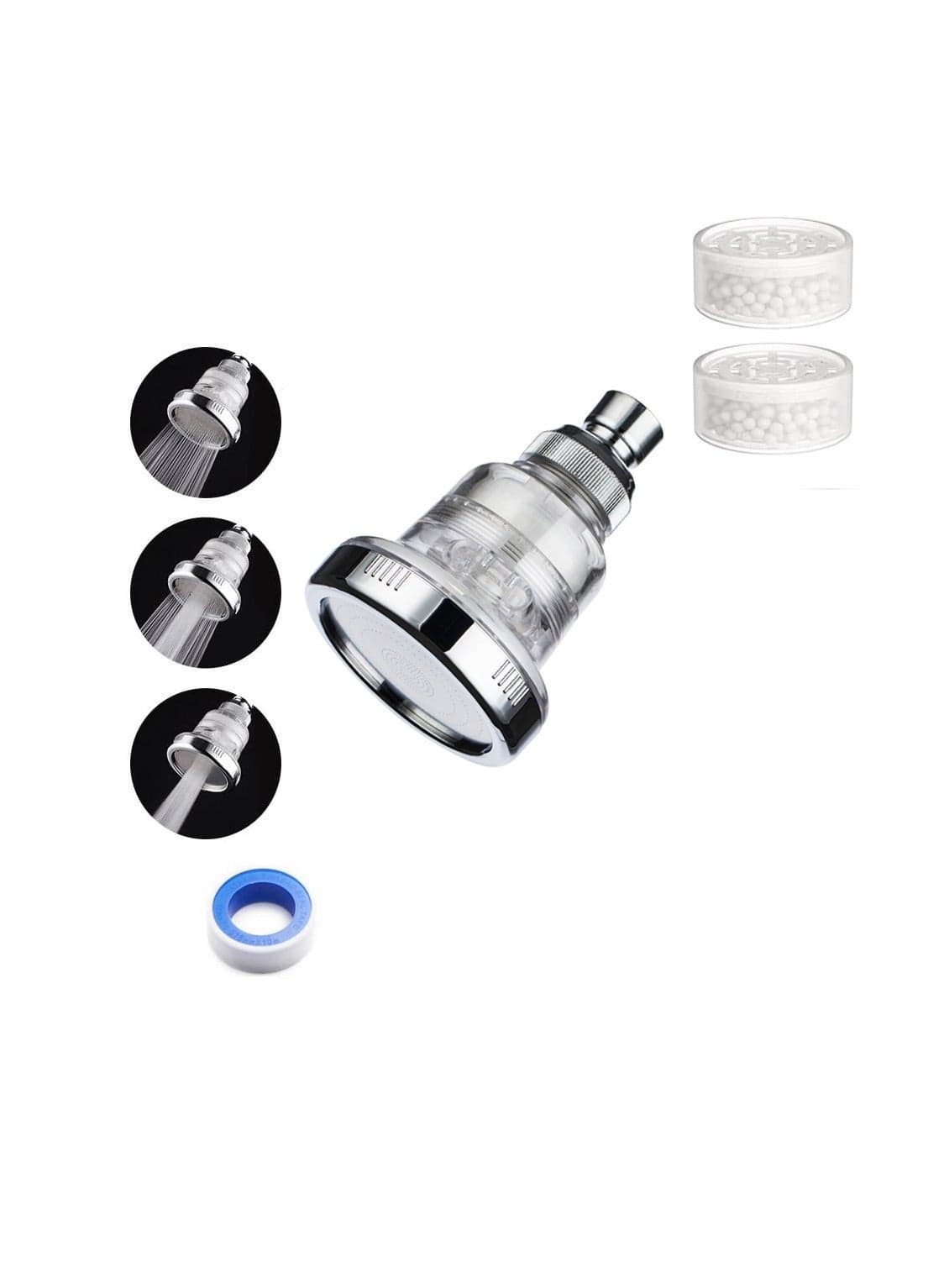Filtered Shower Head, 2 in 1 Vitamin C Fixed Head for Anti Hair Fall and Soft Skin, High Pressure Purifying Hard Water Softener Remove Chlorine Harmful Substances