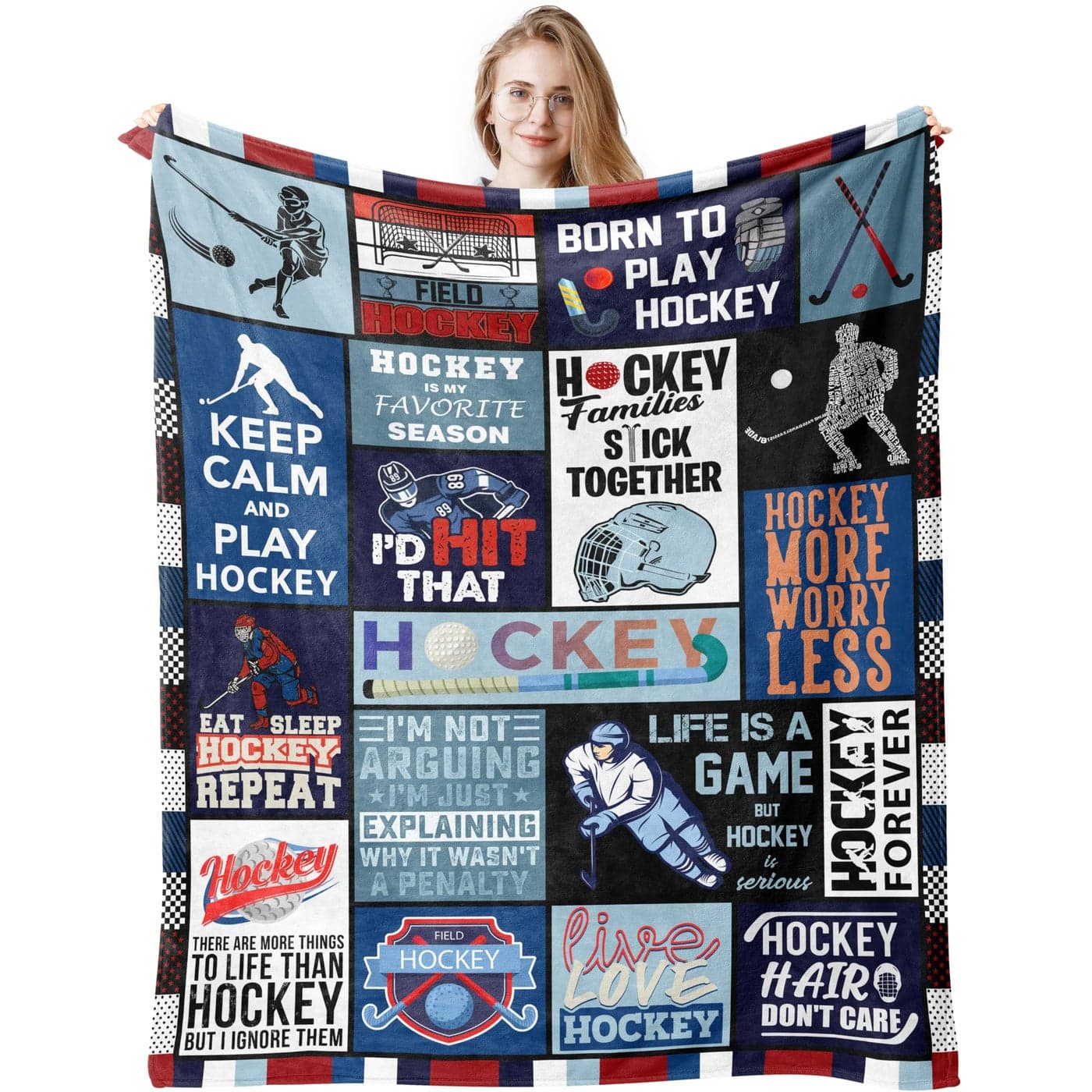 QUWOGY Hockey Gifts Blanket 60x50 Field Hockey Gifts for Boys Hockey Gifts for Men Hockey Lovers Gifts Hockey Themed Gifts ChristmasBirthday Gift Ideas for Hockey Lover