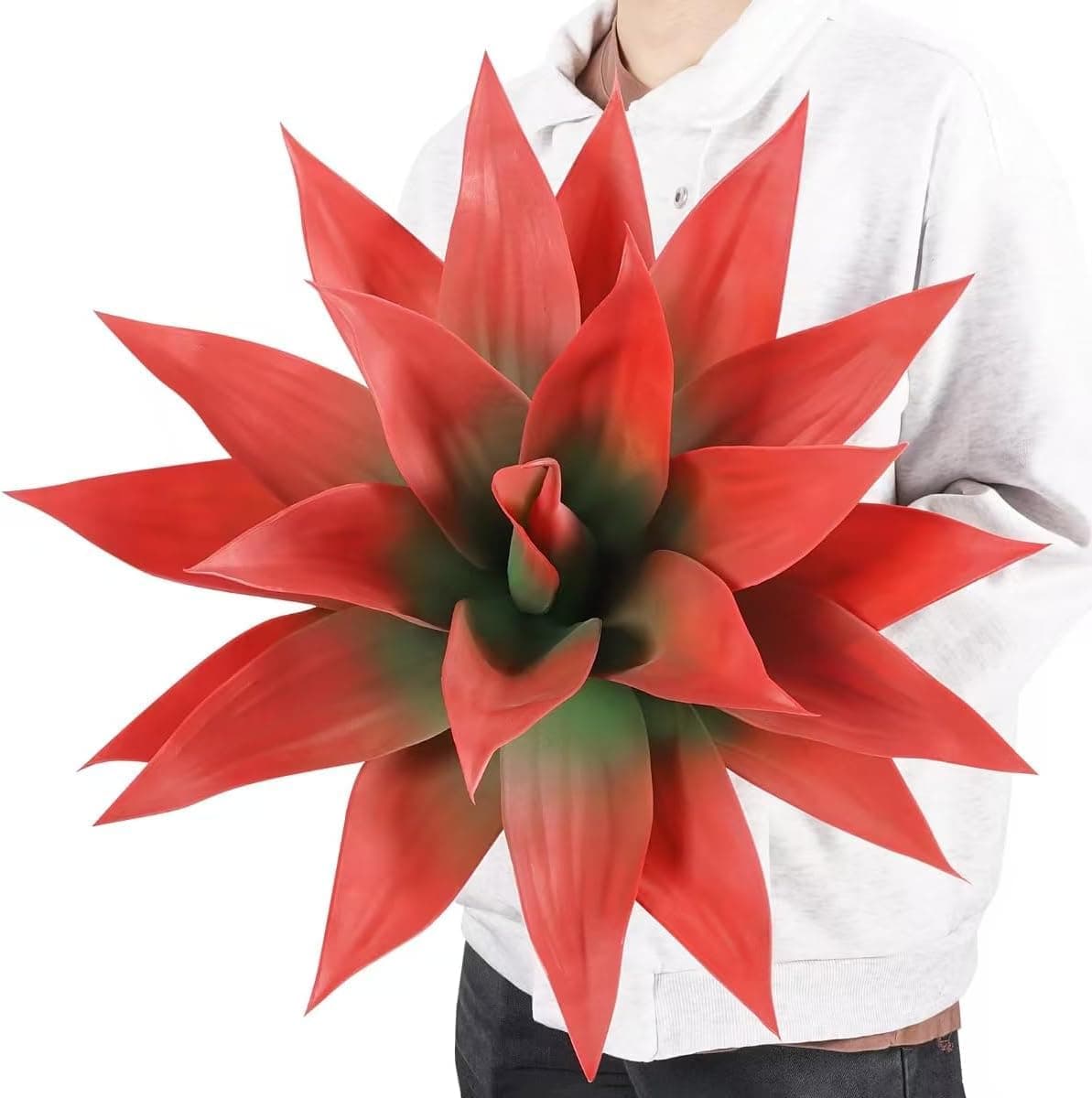 Velener Fall Fake Agave Artificial Plant Red Fake Agave Plant for Room Decor and Autumn Unpotted Faux Agave Plant for OutdoorIndoor Fall Decor Red 22 inches Set of 1