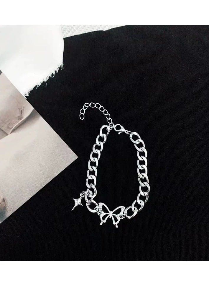 Star Charm Cuban Chain Bracelet Vintage Luxe Indie Design for Women