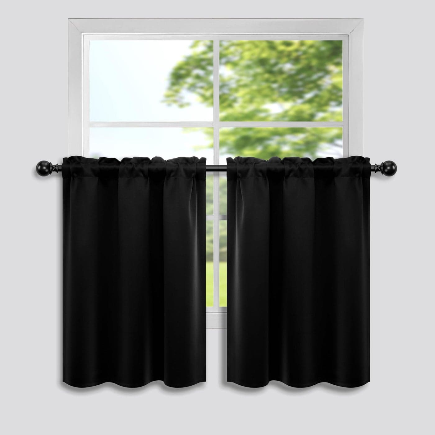MrsNaturall Short Blackout Curtains for Windows 30 Inch LengthBlack Out Curtains for Bedroom Windows
