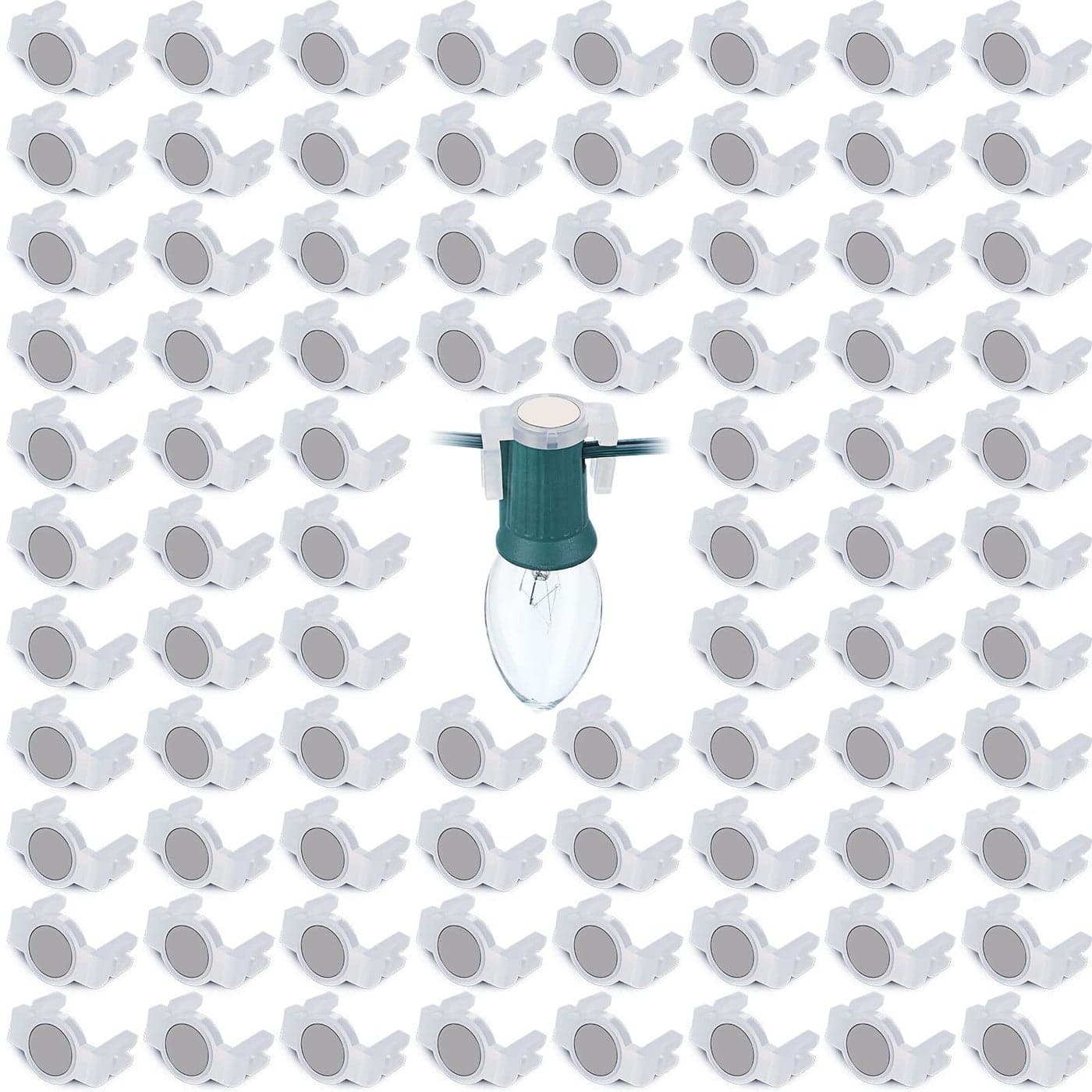 Macarrie Magnetic Sockets Light Clips C9 Magnetic Christmas Light Clips Hang Hooks Bulk for Holiday Outdoor Patio Metal Roof150 Pcs