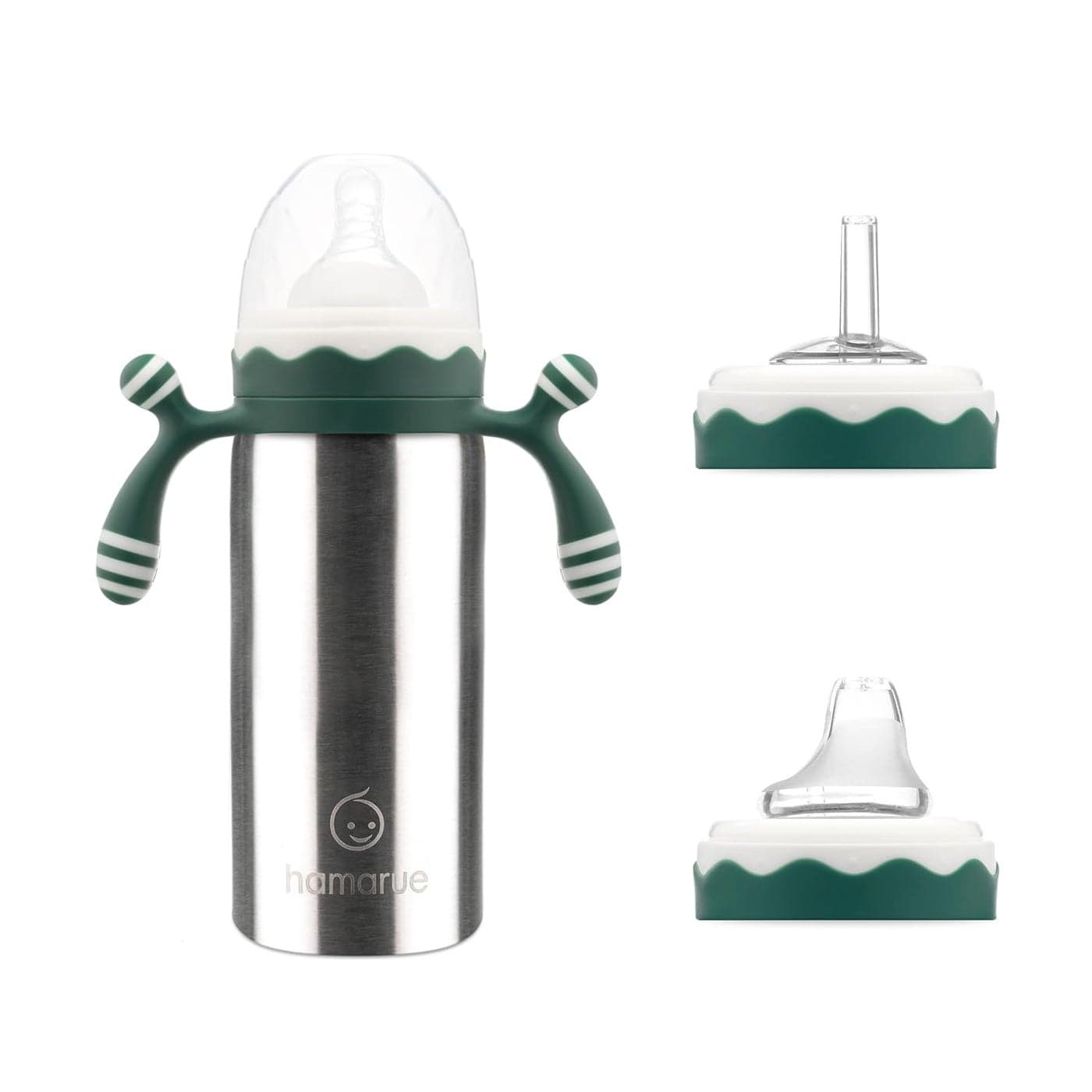 3in1 Deluxe Stainless Steel Sippy Cup for Babies and Toddlers NonToxic Plastic Free Liquid Transfer Straw Baby Cup Bottle Leak Proof Insulated Green 6 oz