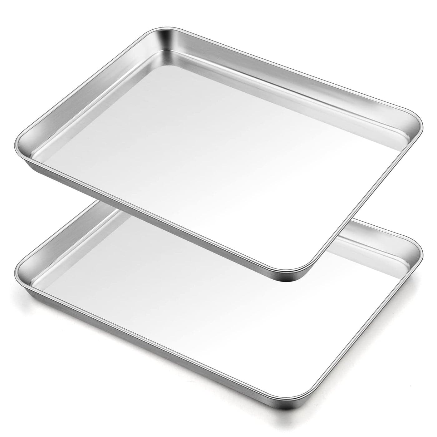 TeamFar Baking Sheet 176 x 13 x 1 Stainless Steel Large Cookie Sheet Half Baking Pans Nontoxic Healthy Easy Clean Dishwasher Safe Heavy Duty Sturdy Set of 2