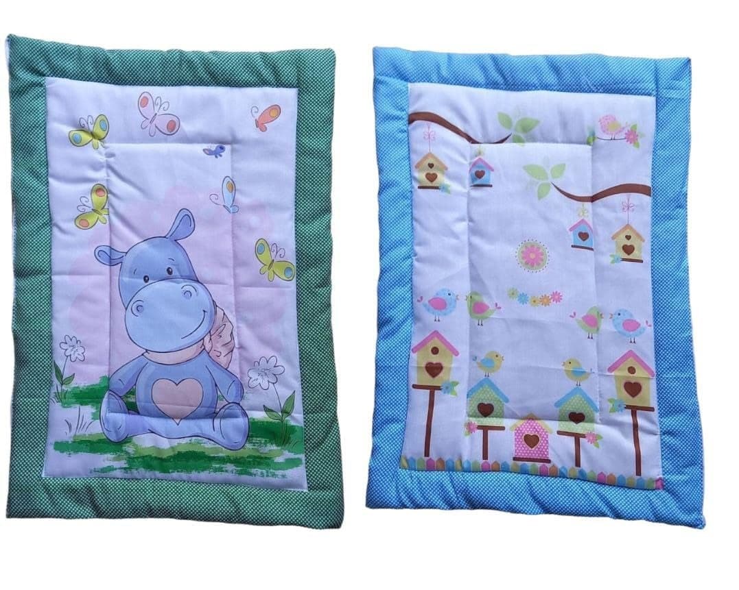 Vivatra Combo Newborn Baby Pom Pom Cotton Baby Bed Godari Cradle Bed Crib Sheet Changing Mat Baby Godadi Godari Bedding Set Mattress_Pack of 2 Piece_20 30 Inch Hippo House