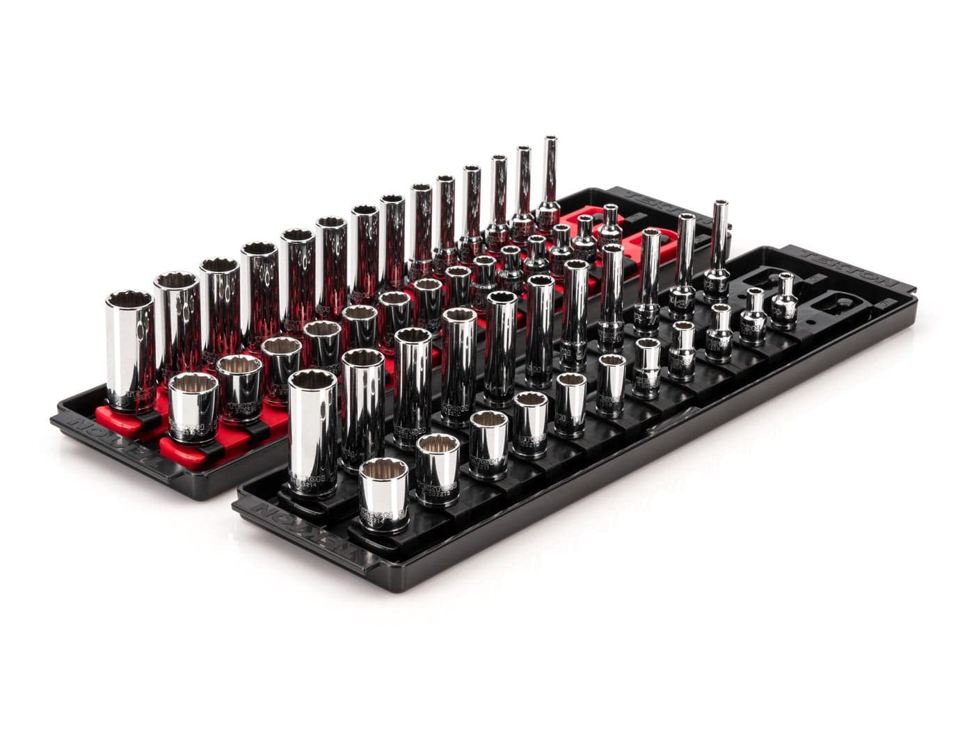 TEKTON 14 Inch Drive 12Point Socket Set with Rails and Trays 50Piece 532916 in 415 mm SHD90216