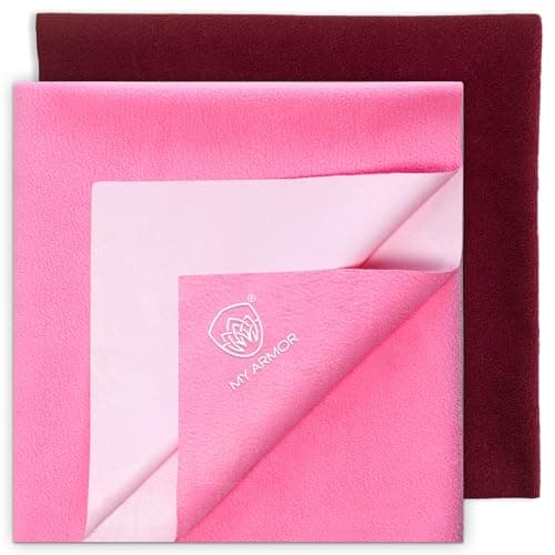 MY ARMOR Baby Dry Sheet for New Born Baby, Anti-Piling Waterproof Mattress Protector for Bed (Quick Drying/Extra Absorbent Dry Sheet for Bed) - Pack of 2 (Medium (70cm x 100cm) (Pink & Maroon)