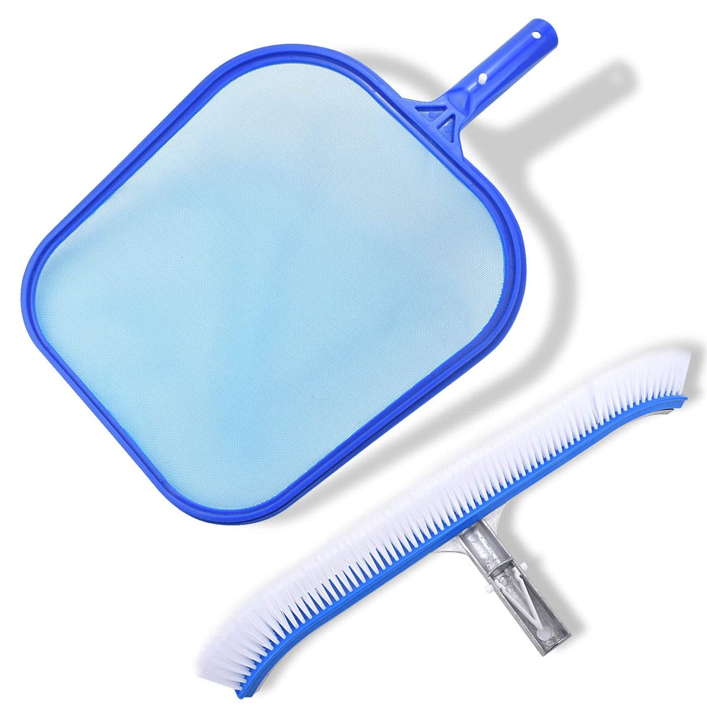 Swimming Pool Brush with Pool Skimmer Net Kit175 Aluminum Pool Cleaning Brush with Nylon Pool Bristles Heavy Duty Pool Fine Mesh Frame Net Pool Cleaner SuppliesPole not Included