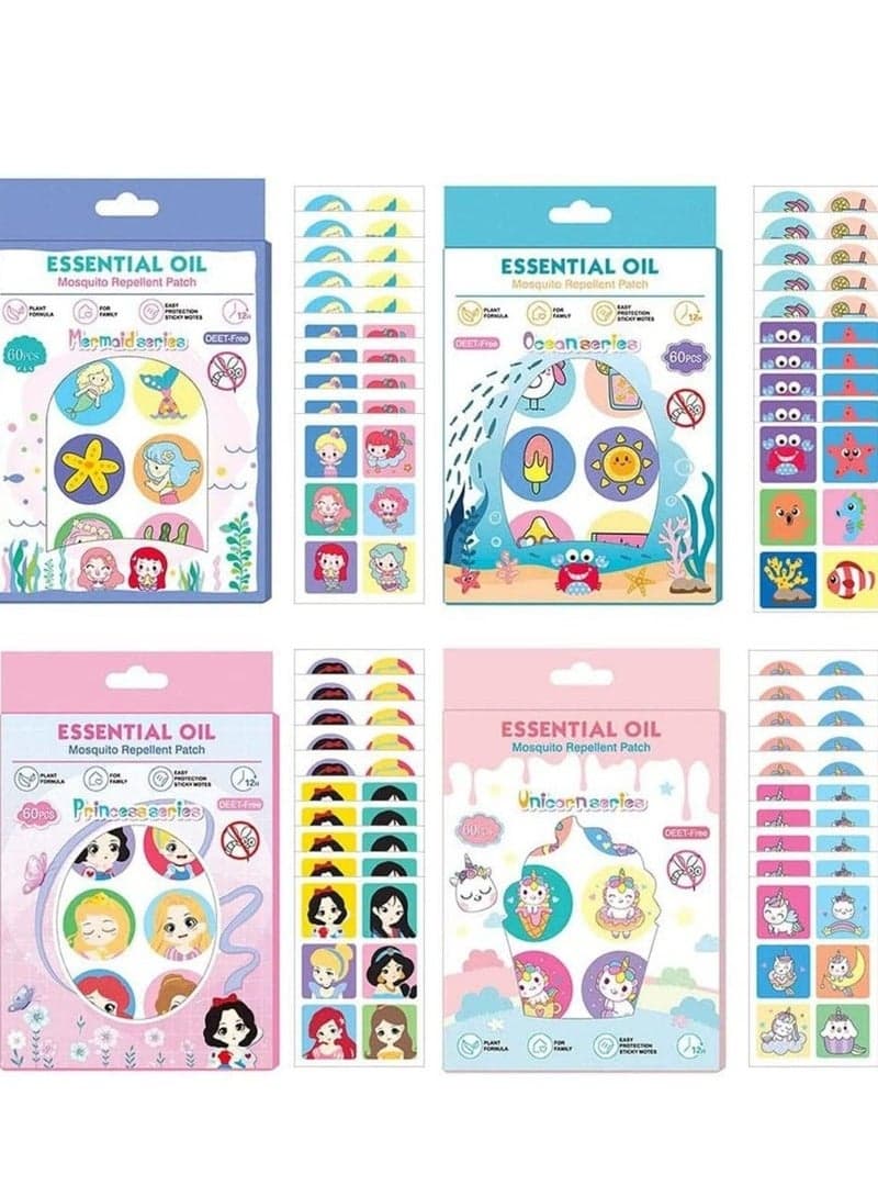 Mosquito Repellent Stickers, 240 Pcs Natural Patches for Kids and Adults, DEET Free, Anti-Mosquito Cartoon for Outdoor Camping Traveling Fishing