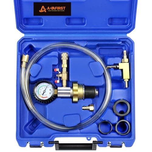 ADAFIRST Automotive Radiator Coolant Vacuum Refill Tool Kit, Engine Cooling System Vacuum Purge & Fill Tool Set with Universal Adapters (O.D. 32mm 35mm 40mm 45mm) for Car SUV Truck Airlift, Blue Case
