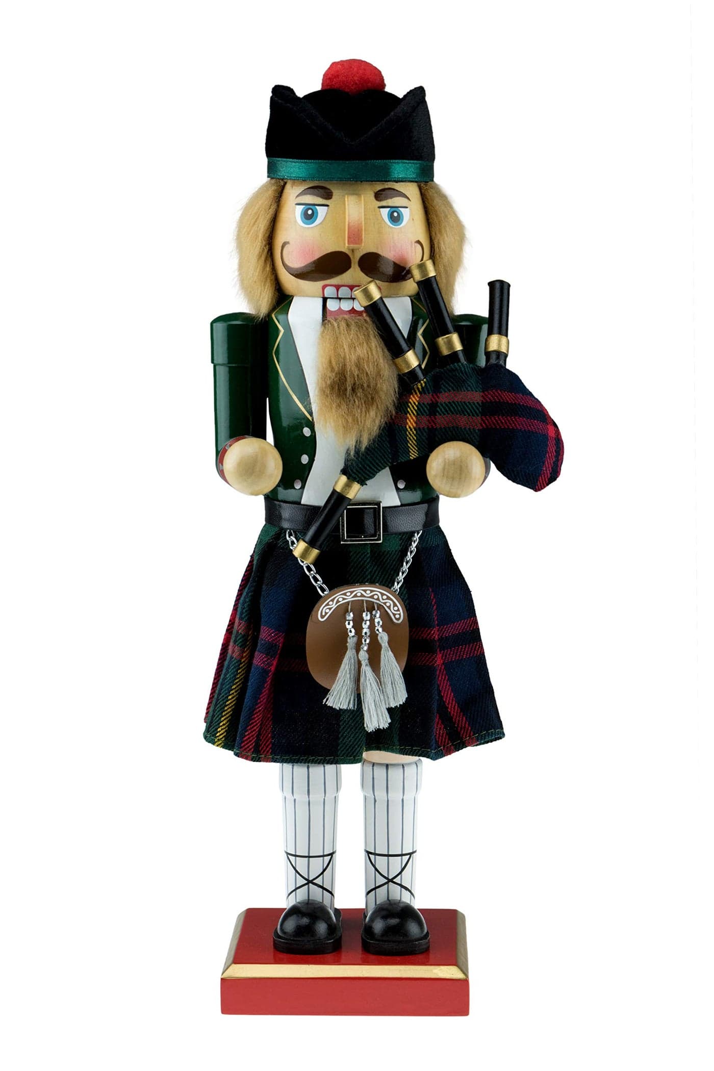 Clever Creations Green Scottish Bagpiper 12 Inch Traditional Wooden Nutcracker Festive Christmas Dcor for Shelves and Tables