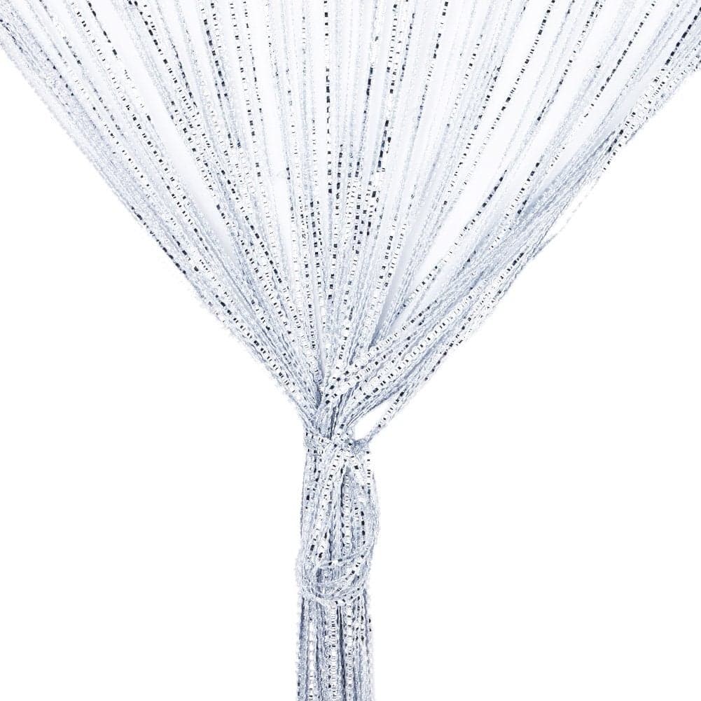 String Curtain Panel Glitter Door Wall Window Doorways Panel Fly Screen Fringe Room Divider Blinds Decorative Tassel Ribbon Strip Silver Screen for Living room Bedroom Party EventWhite
