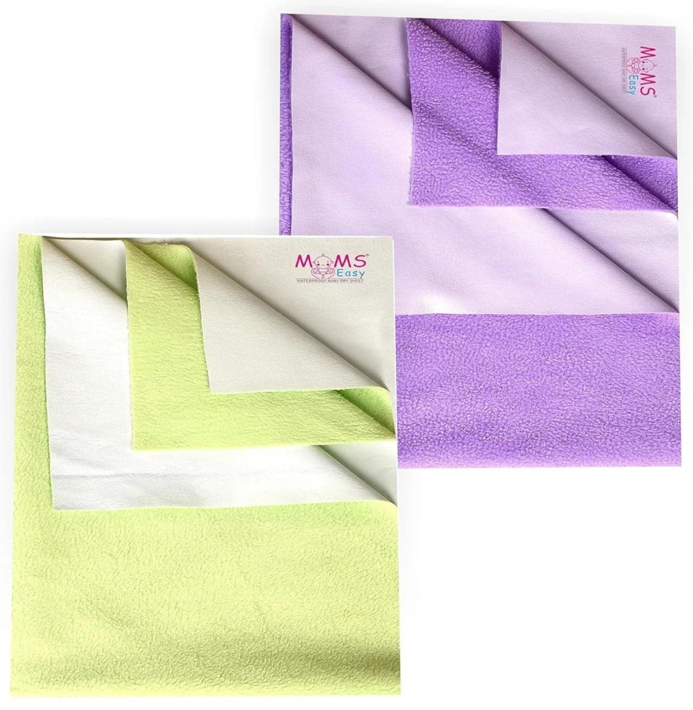MOMSEASY New Born Baby Dry Sheet Kids Water Proof Sheets Mattress Protector Sheet and Baby Care Products Combo LilacPGreen Large 140x100 cm