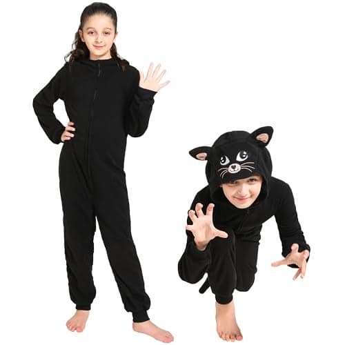 Wizland Black Cat Costume for KidsHalloween Animal Onesie With Tail Black Cat Dress Up 68