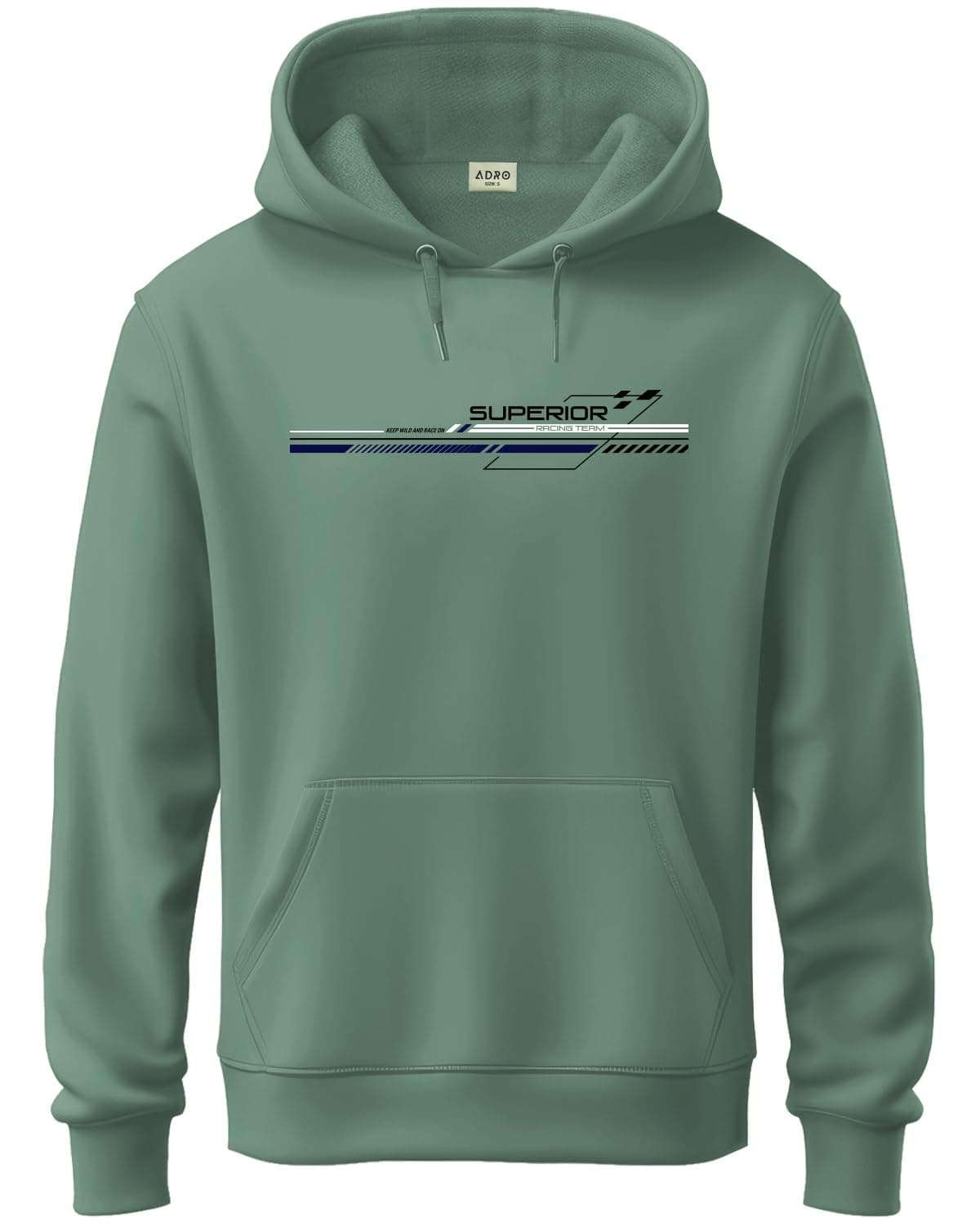 ADRO Men's Cotton Neck Hooded Sweatshirt (H24-M-RAC-PT-L_Pista)