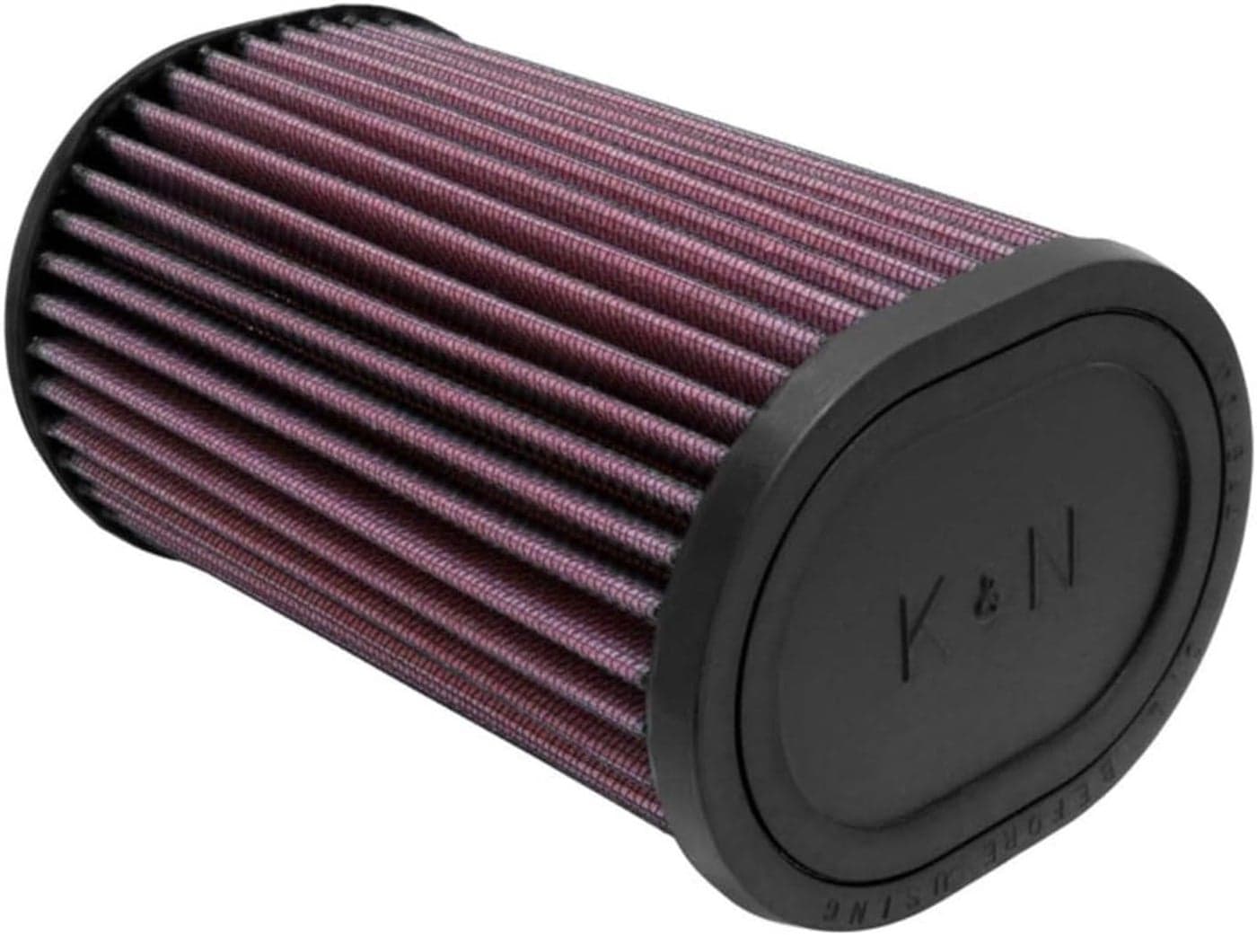 K&N High-Flow Original Lifetime Universal Clamp-On Air Filter: High Performance, Premium, Washable: Flange Diameter: 2.4375 In, Filter Height: 7 In, Flange Length: 1.25 In, Shape: Oval, RU-1390