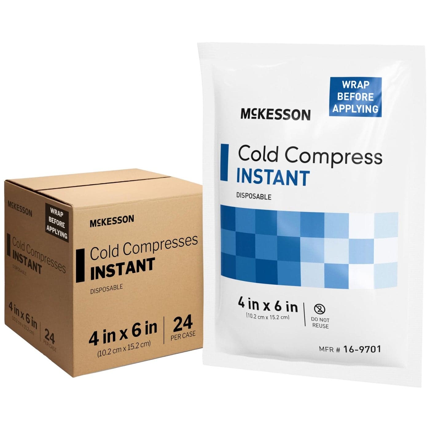 McKesson Cold Compress Instant Ice Pack 24 Pack Disposable Ice Packs for Injuries and Pain Relief 4 in x 6 in