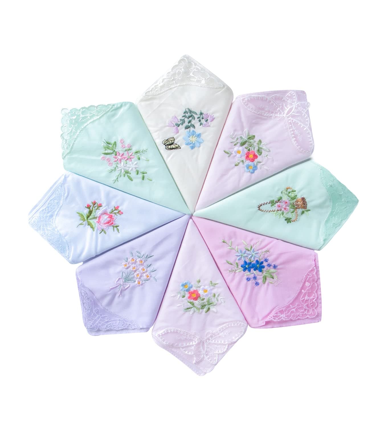 CoCoUSM Womens Handkerchiefs Lace Embroidered Cotton Handkerchiefs Bulk