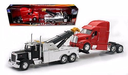 New Ray SS12053 Toys 1 32 Scale Peterbilt Tow Truck with Red Peterbilt Cab Semi Truck