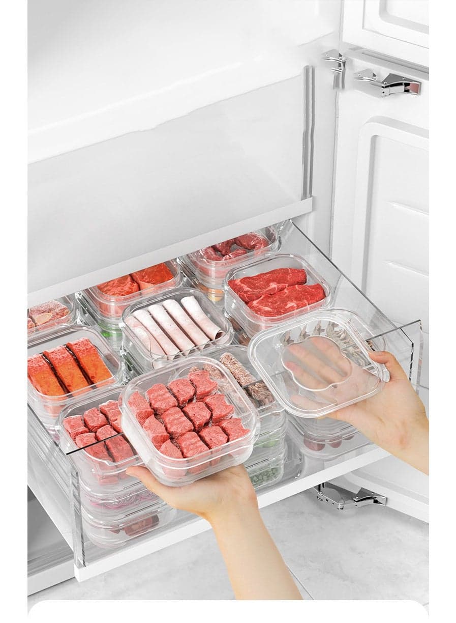 4-Pack 650ml Clear Freezer Containers | BPA-Free Food-Grade PP Material | Microwave Safe & Leakproof | Space-Saving Stackable Design | For Meat/Baby Food/Ingredients | Withstands -20℃ Low Temperature | Essential Fridge Organizer | Reusable & Easy To Clean