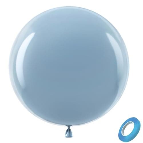 Bezente Dusty Blue Giant Balloons 36 Inch 8 Pack Jumbo Balloons Large Round Haze Blue Latex Balloons for Birthday Bridal Shower Wedding Gender Reveal Engagement Graduation Party