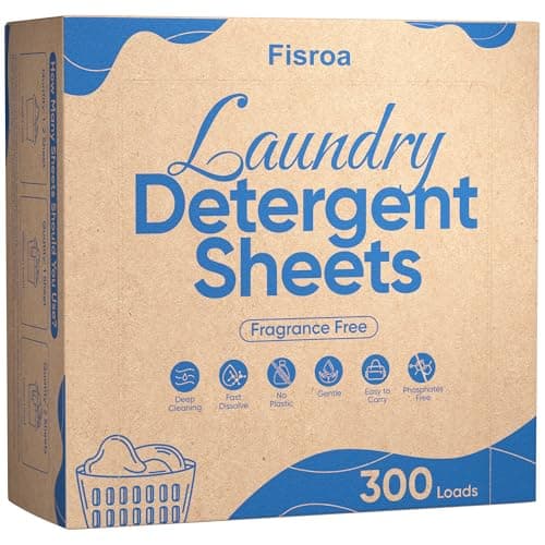 Fragrance Free Laundry Detergent Sheets Travel Ecofriendly 300 Loads Fisroa Clothes Washing Detergent Sheets PlasticFree Washer Strips Unscented Liquidless Laundry Strips Tablet