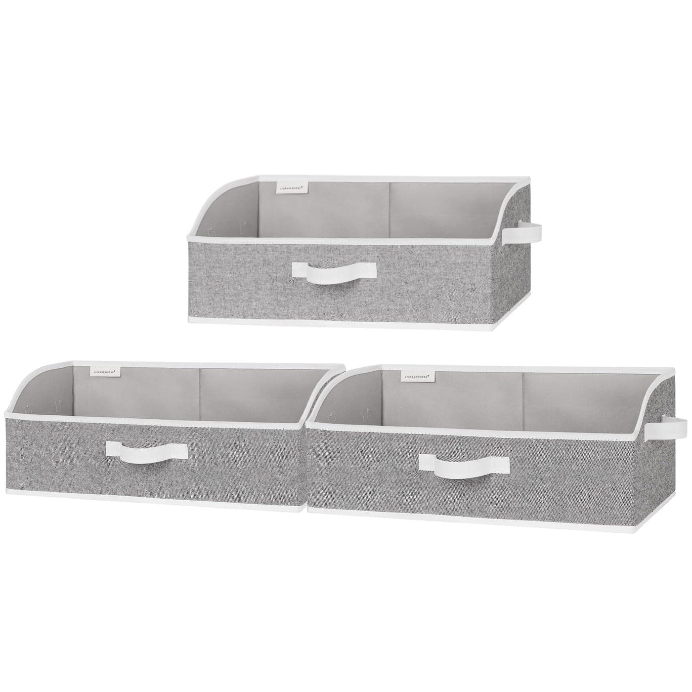 StorageWorks Closet Storage Bins Trapezoid Organizer Box for Shelves Fabric Clothes Bin Foldable Organizing Baskets with Handles Jumbo Gray 3Pack