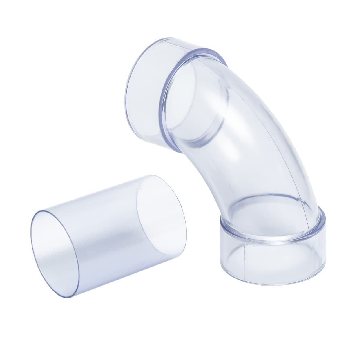 POWERTEC 70321 212 Inch ID 90 Degree Elbow for 212 Inch OD Dust Collection Pipes Adapters and Fittings with Splice for 212 Inch ID Dust Collection Hose Connector Clear 1 Set