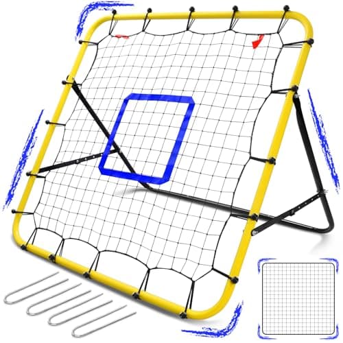 Eastgoing Baseball and Softball Rebounder Net,3.3×3.3FT Baseball Pitching Net with Pitching Target,Multi-Angle Bounce Back Net for Volleyball Rebounder, Soccer Rebounder