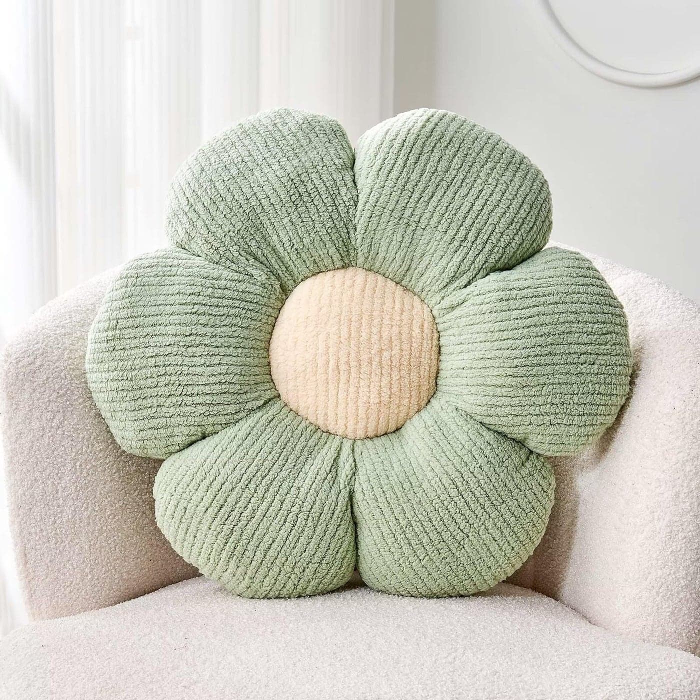 Kcvvcr Flower Throw Pillow Soft Sage Green 149 Shaped Floor Pillow for Home Decor Cute Aesthetic Plush Decorative Pillows for Bed Sofa Couch