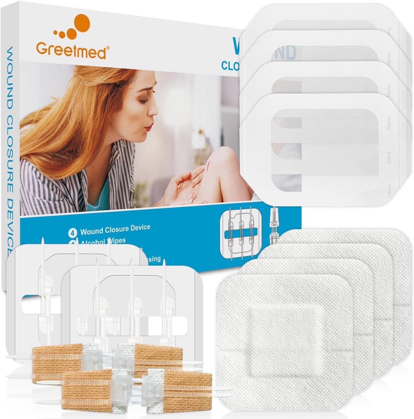 Emergency Wound Closure Strips 16Pcs Laceration Closure Kit 2 Types Zipstitch Wound Closure Device Quick Clot Stitchless Suture Kit Bandaids Butterfly Bandages