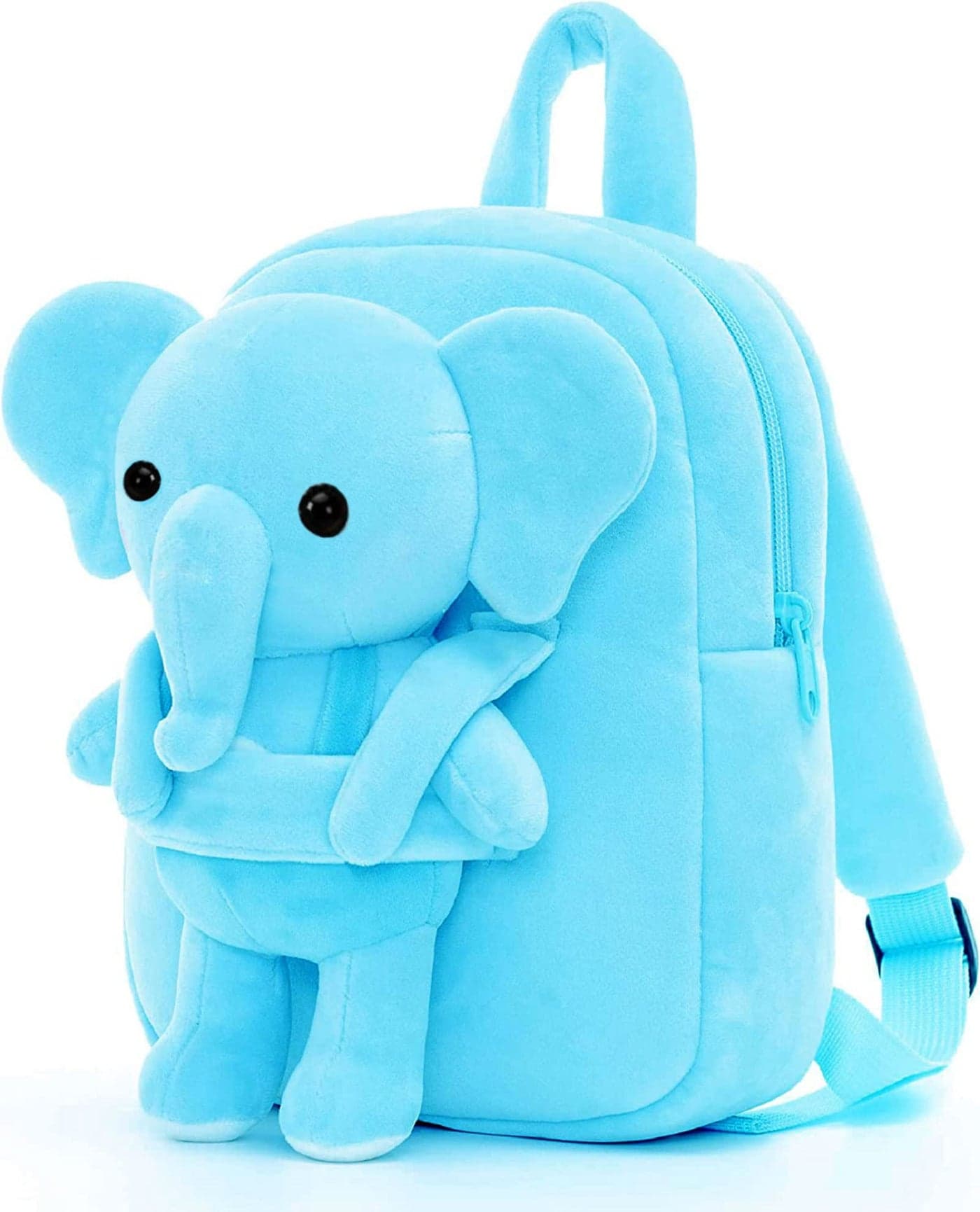 Frantic Kids Soft Animal Cartoon Travelling School Bag Printed Plush 1 Compartment Backpacks Boys Girls Baby for 2 to 5 Years Nursery, Preschool, Picnic(FullBody_SkyElehpant_2022), Blue