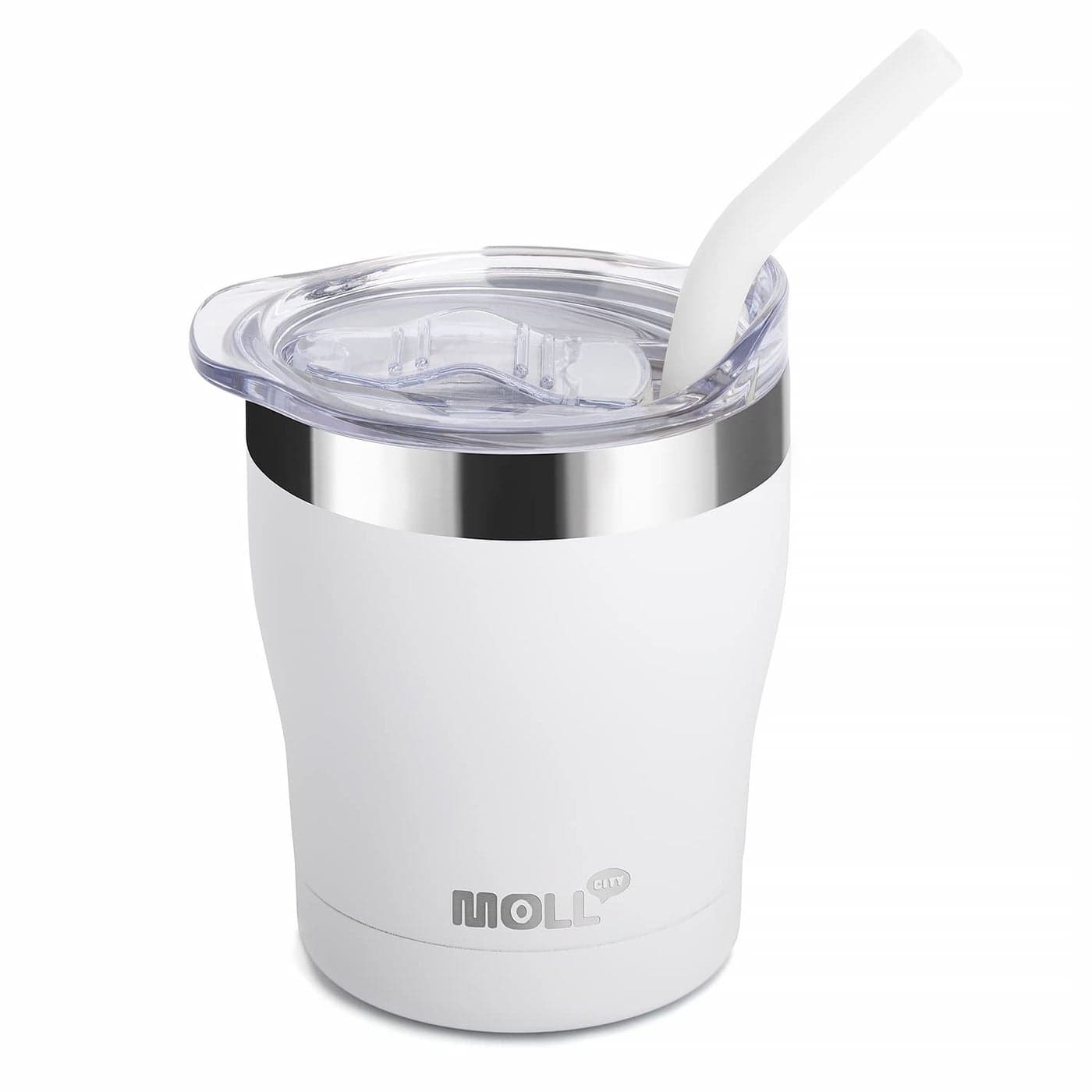 Mollcity Kids Tumbler9 oz Stainless Steel Vacuum Insulated Tumbler with Lid and StrawMetal Water Cup for KidsBPA Free White