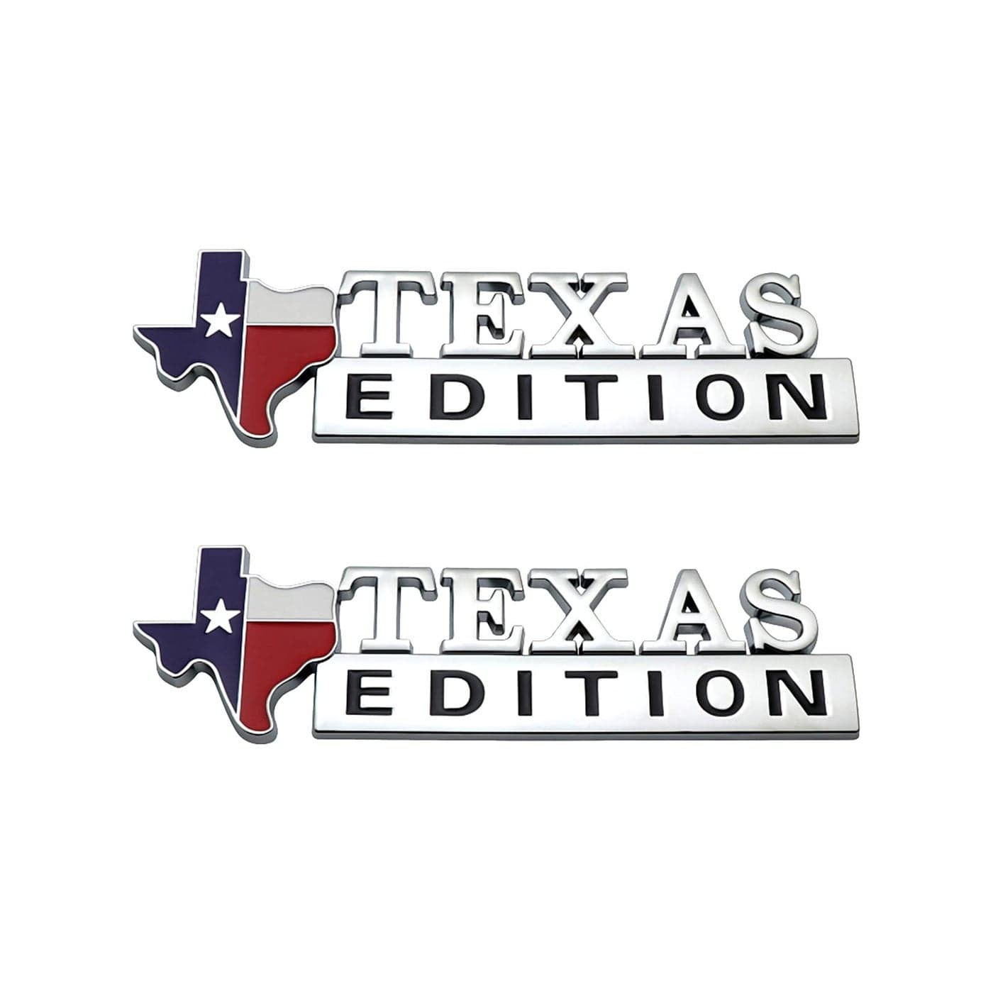 QODOLSI Pack2 Texas Edition Car Sticker 63 x 19 ABS ThreeDimensional Decorative Sticker Waterproof Metal AntiRust SelfAdhesive Decals Universal for Cars Silver